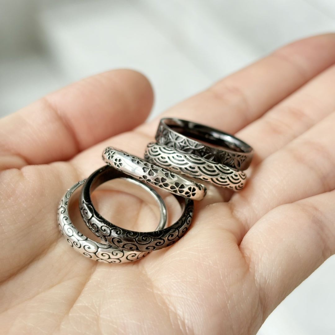 Silver Karakusa pattern Ring  |14-2472