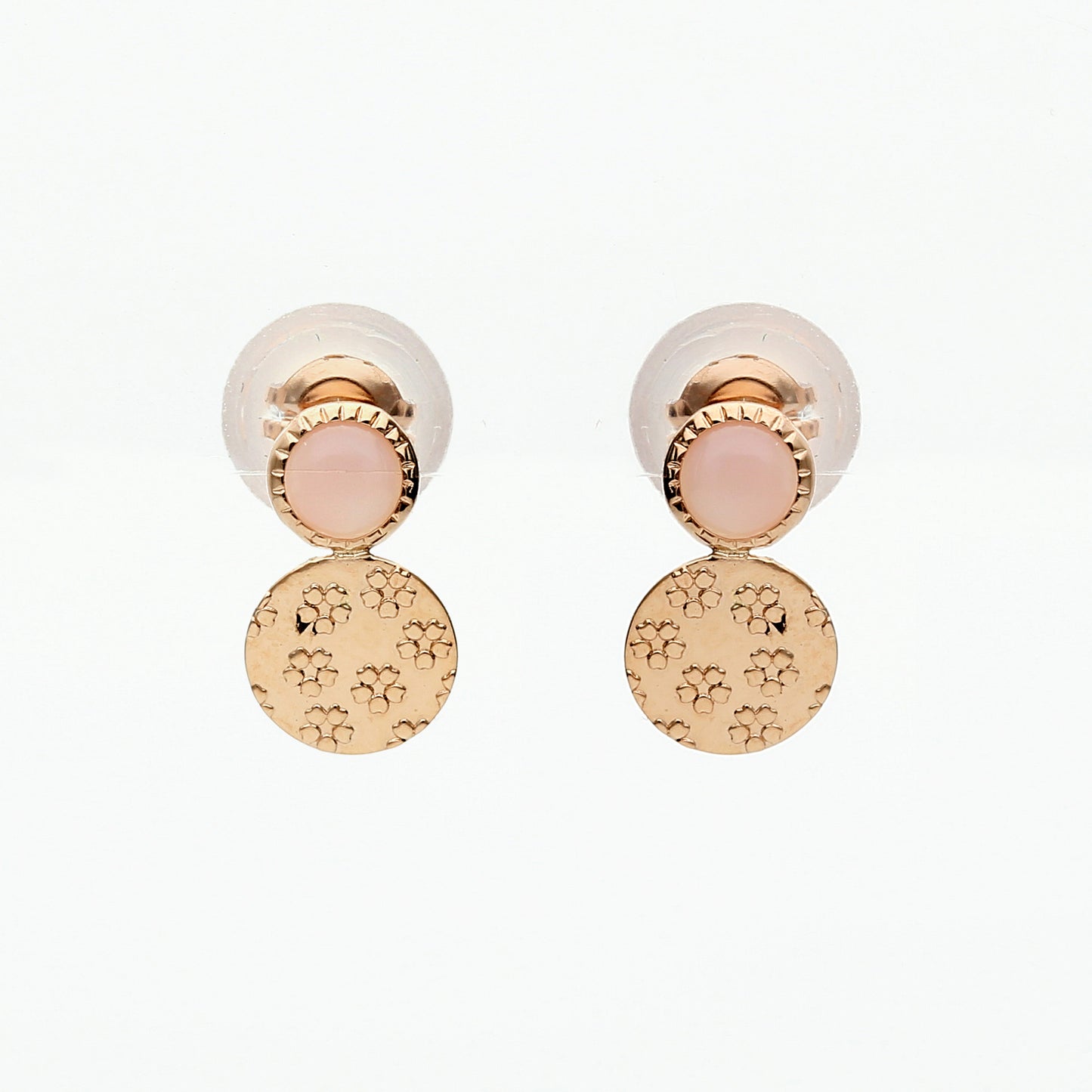 10 Karat Pink Gold Pink Opal Sakura Earrings | 43-1016