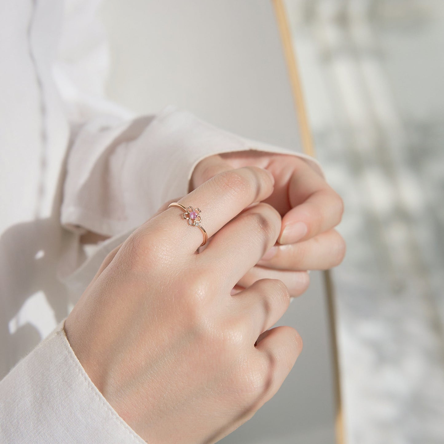 10 Karat Pink Gold Color Stone Sakura Ring|20-4671-4673