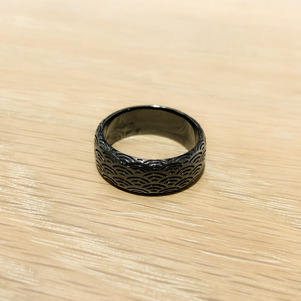 Wide Silver Seigaiha Pattern Ring  ｜14-2479-W