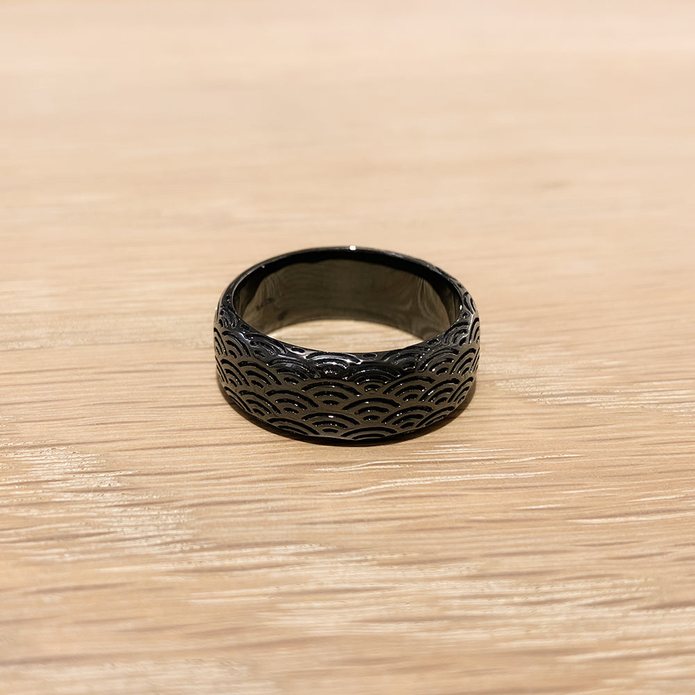 Wide Silver Seigaiha Pattern Ring  ｜14-2479-W