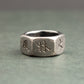 Silver Samurai Hexagon Ring with antique coating | 14-2373