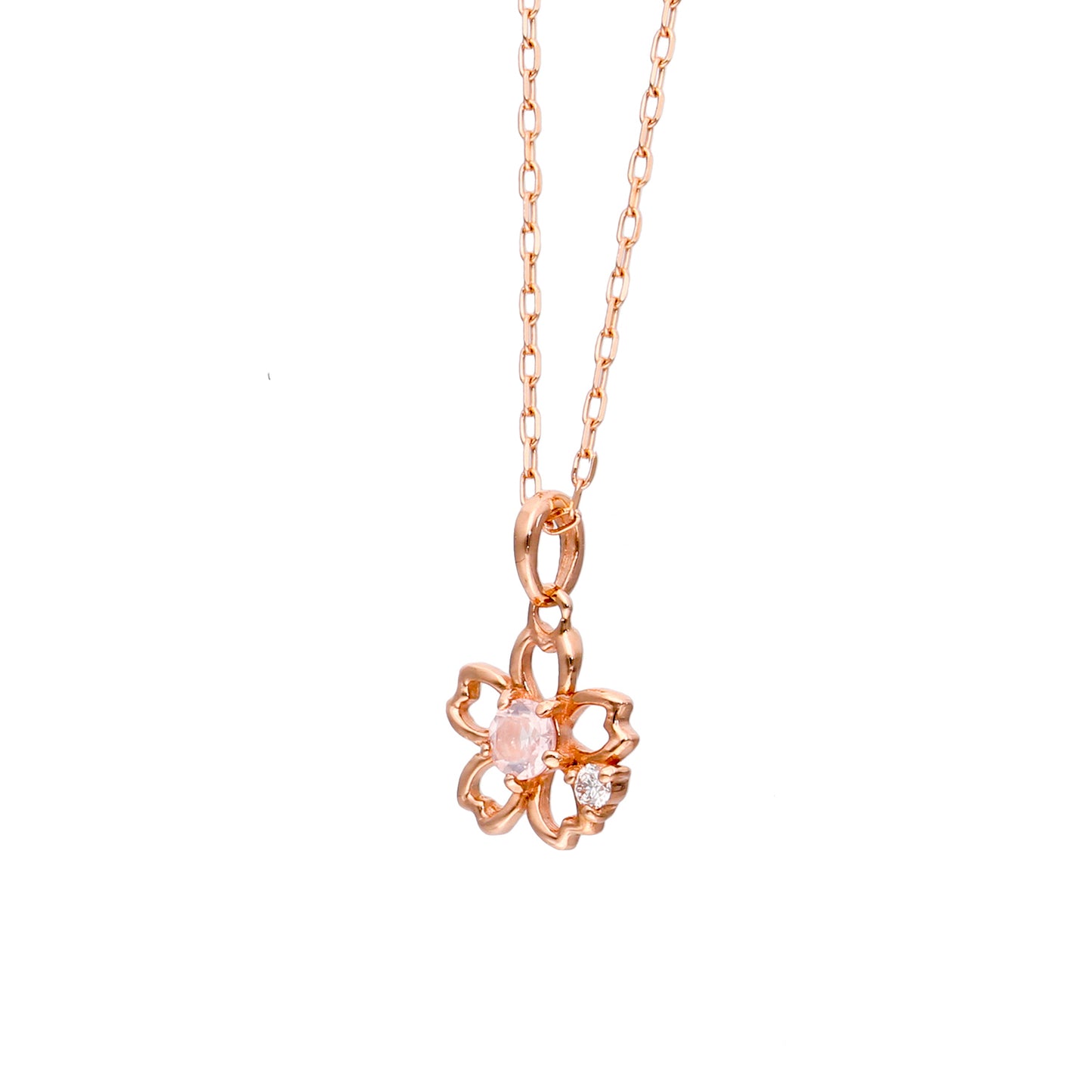 10 Karat Pink Gold Color Stone Sakura Necklace｜60-9409-9413