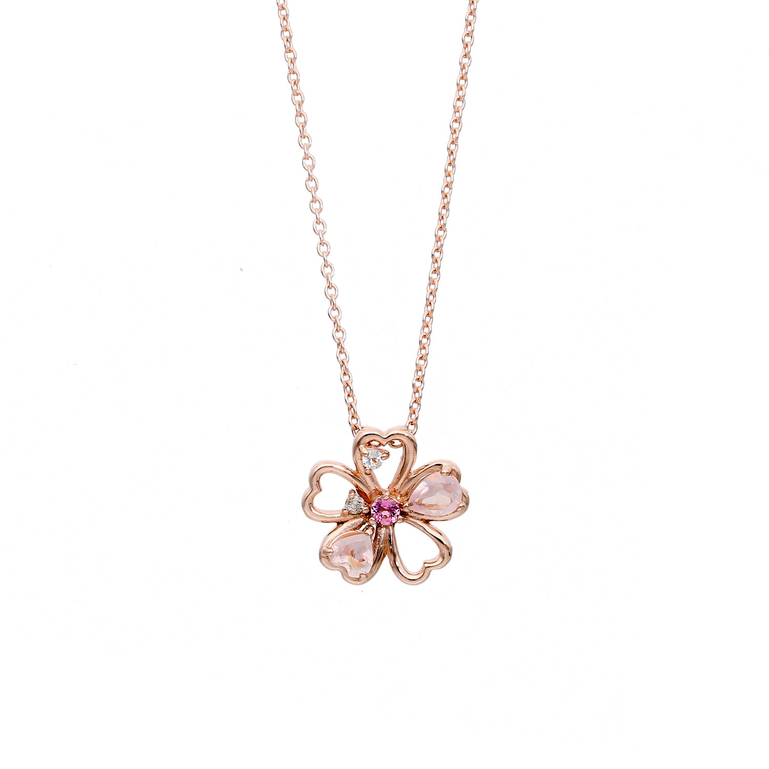 Silver Color Stone Sakura Necklace｜60-9407-9410