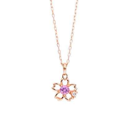 10 Karat Pink Gold Color Stone Sakura Necklace｜60-9409-9413