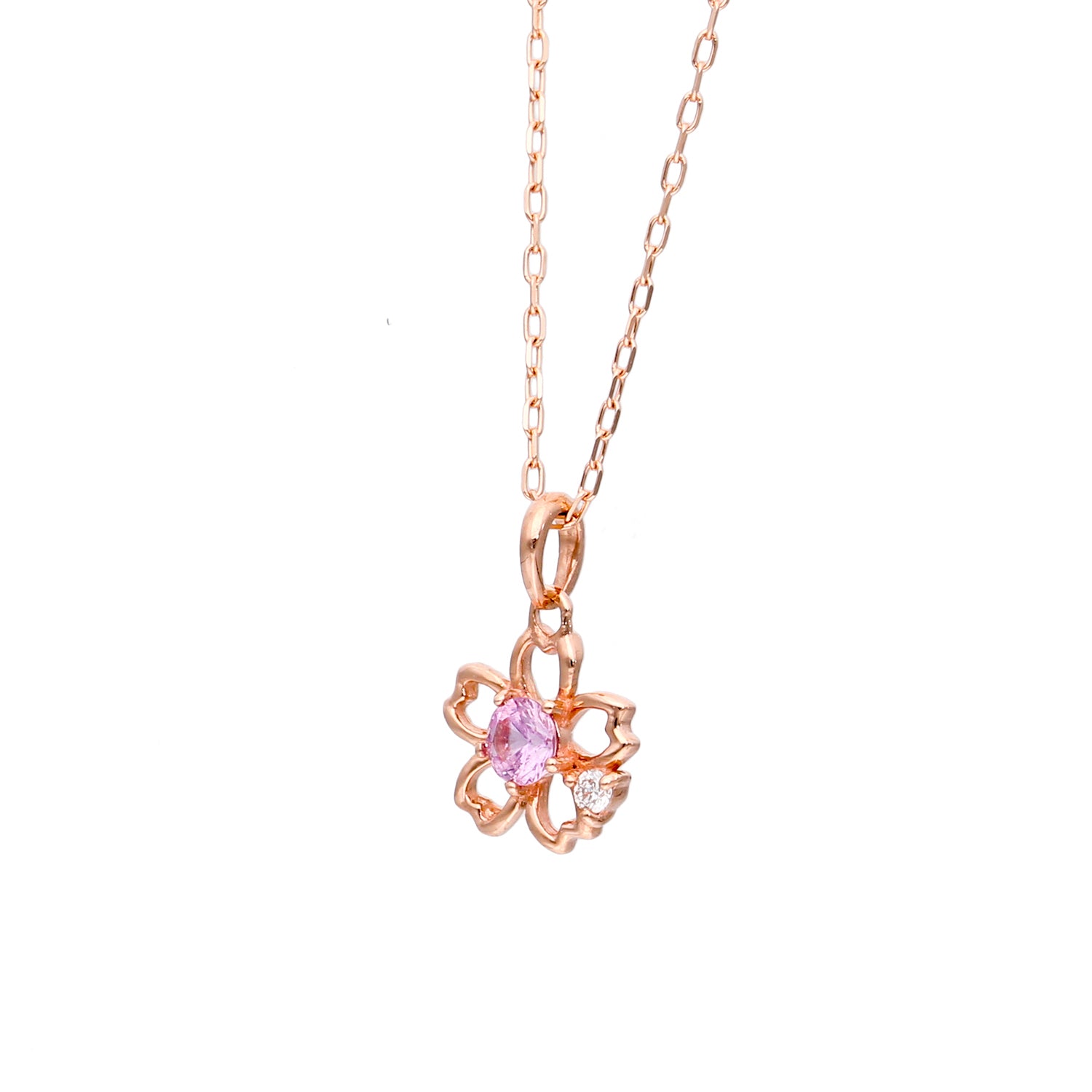 10 Karat Pink Gold Color Stone Sakura Necklace｜60-9409-9413