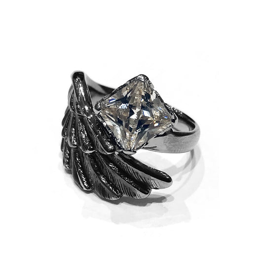 Silver Cubic Zirconia Wing Ring(14-2024)