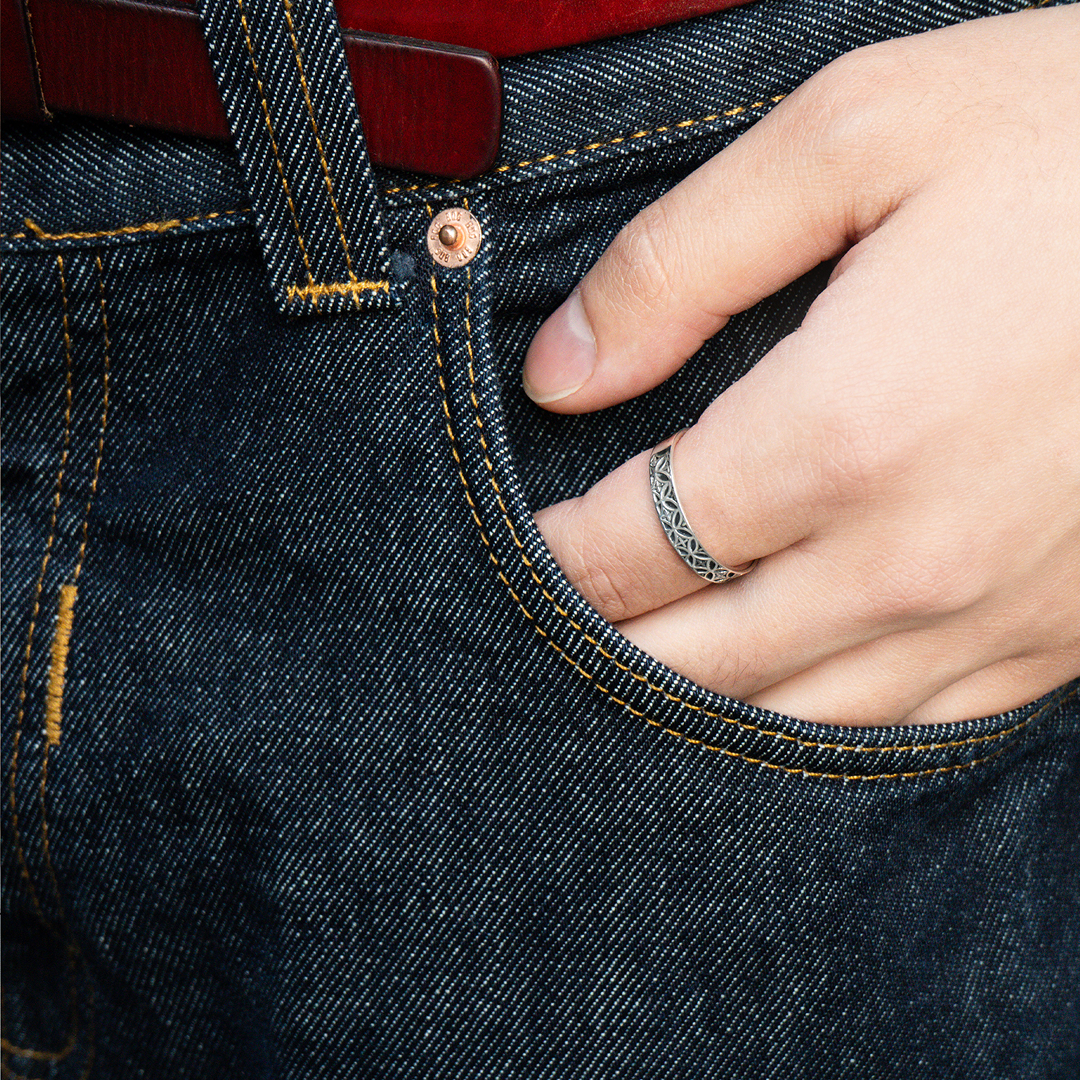 Silver Edokiriko Pattern Ring | 14-2465