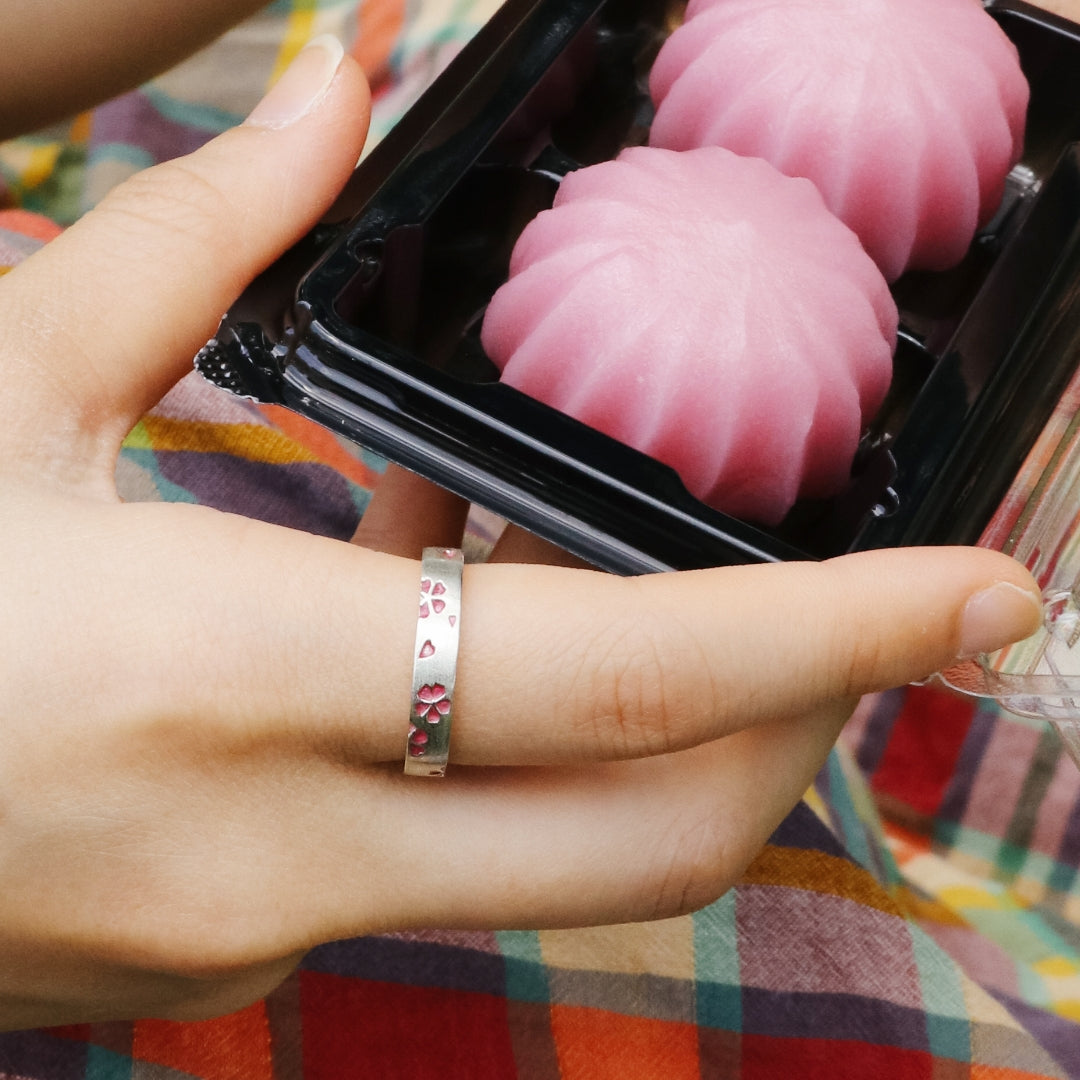 Silver Sakura Enamel Ring |14-2470