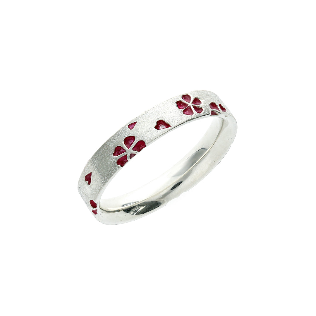 Silver Sakura Enamel Ring |14-2470