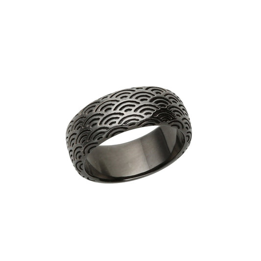 Wide Silver Seigaiha Pattern Ring  ｜14-2479-W