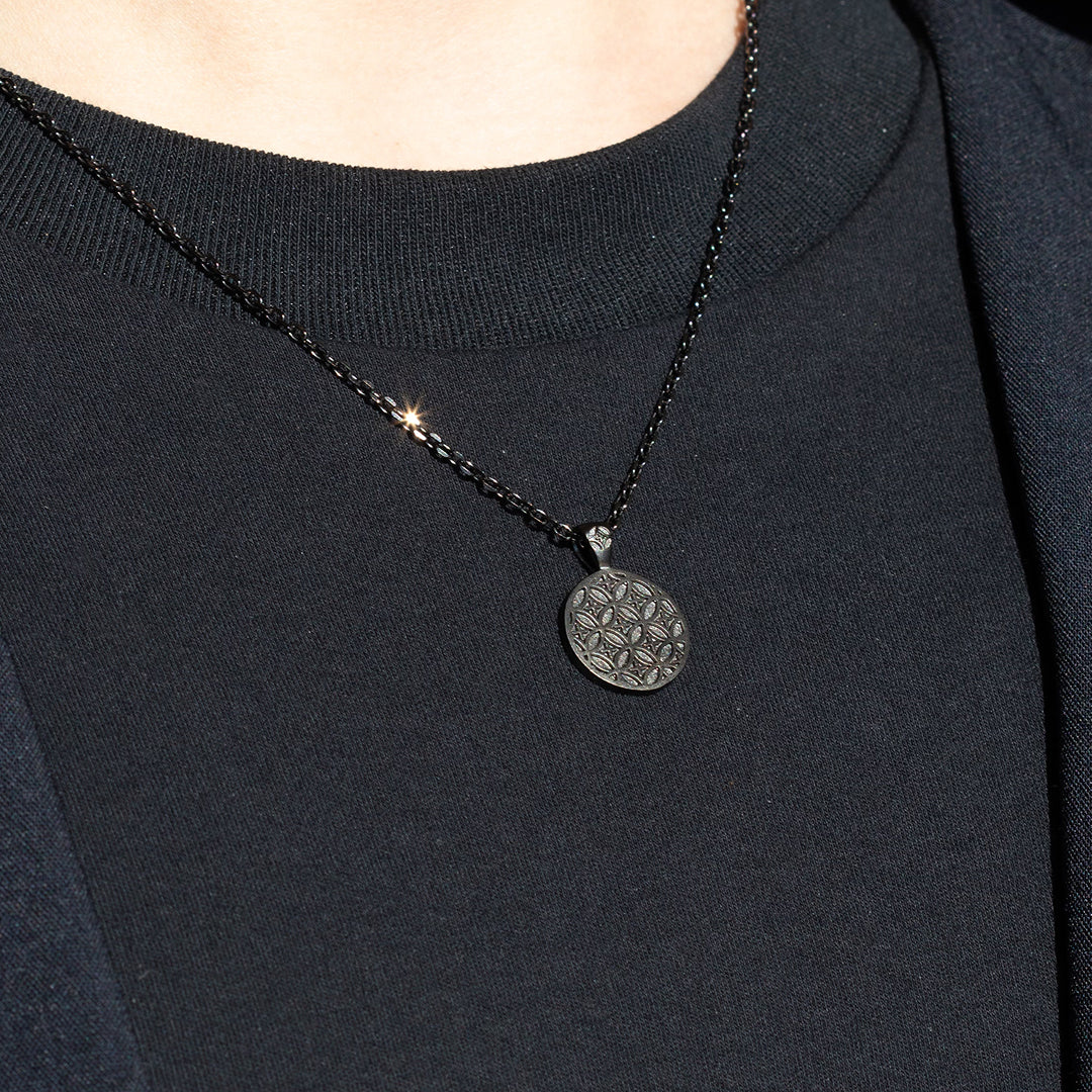 Silver Edokiriko Pattern Necklace (64-3767)