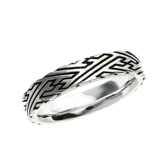 Silver Sayagata pattern Ring (14-2466)