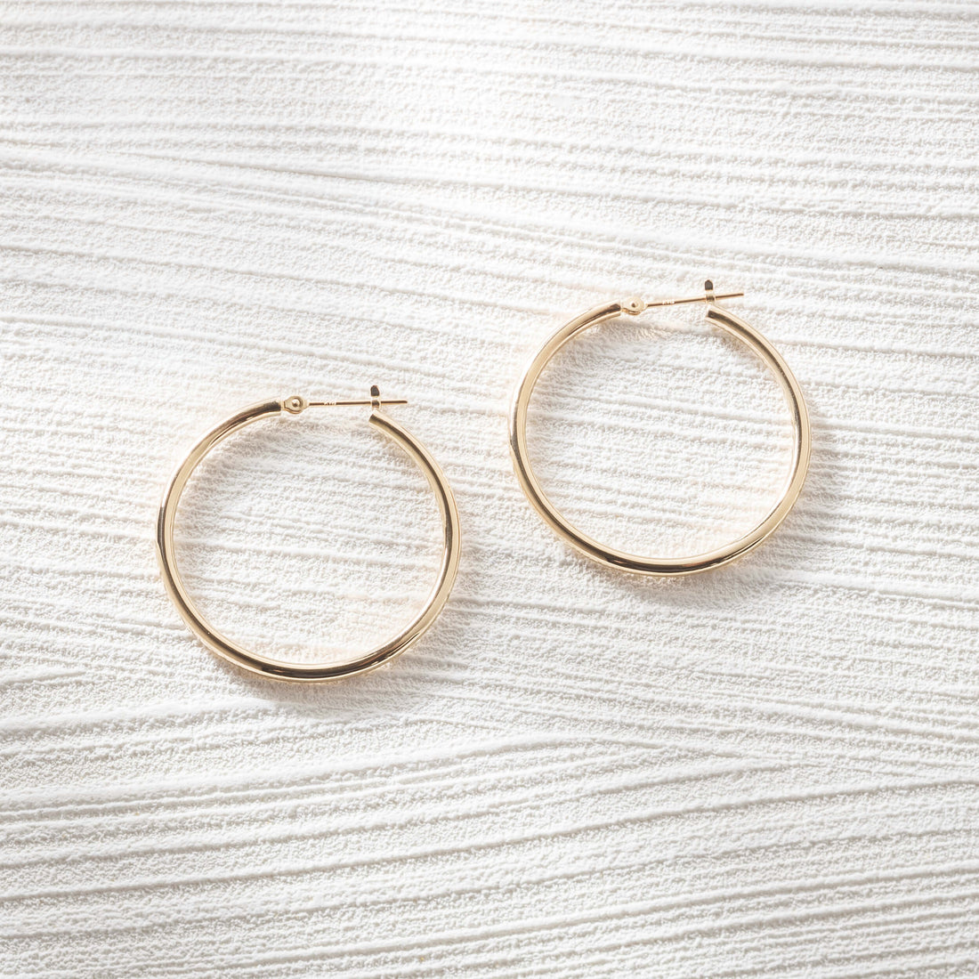 K18 hoop earrings（L・thick type）｜43-1373