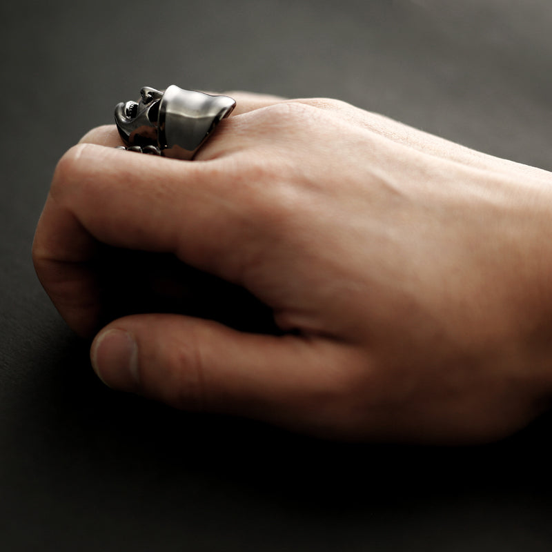 SILVER SAMURAI RING (14-2295)-Ring-Samurai-Jewels Japan