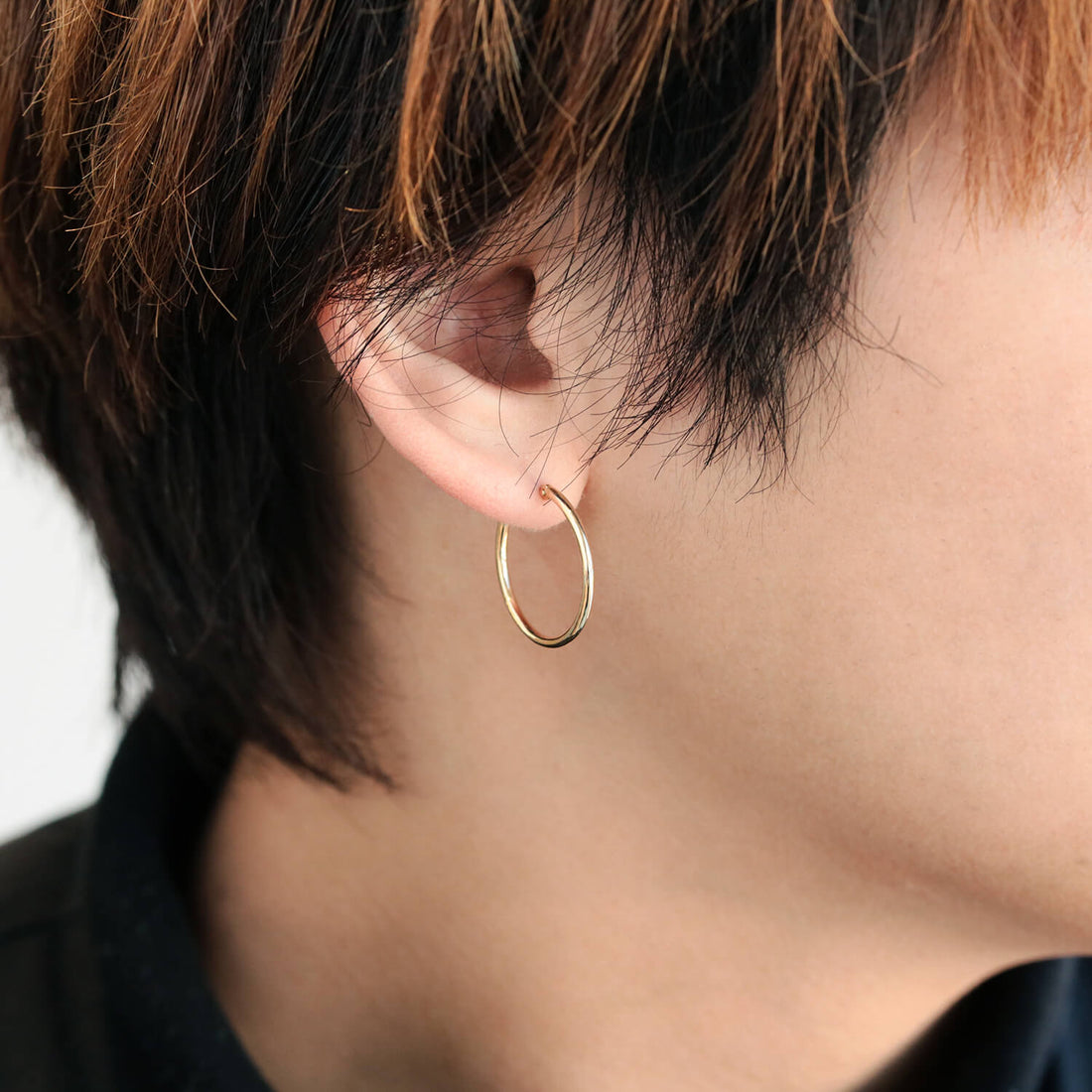 K18 hoop earrings（M・thin type）｜ 95-8092