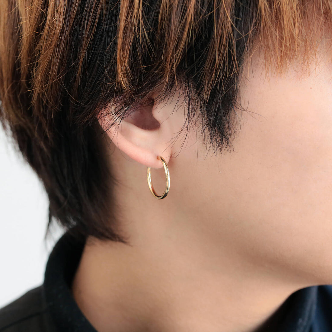 K18 hoop earrings（M・thick type）｜95-8098
