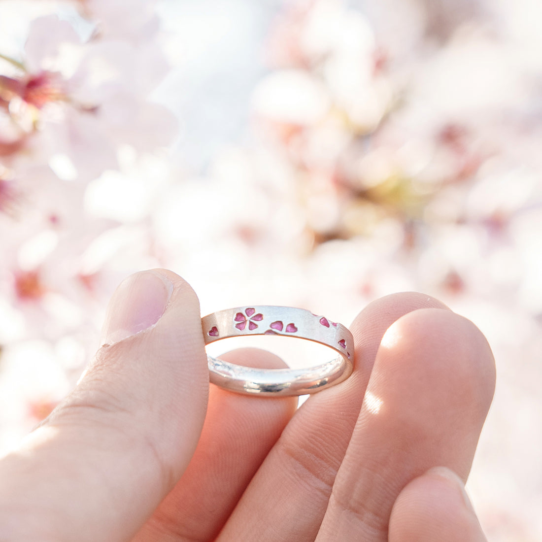 Silver Sakura Enamel Ring |14-2470