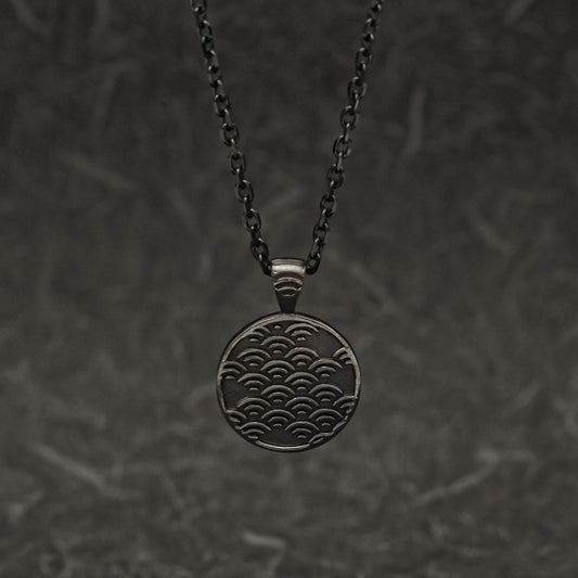 Silver Seigaiha Pattern Necklace (64-3766)