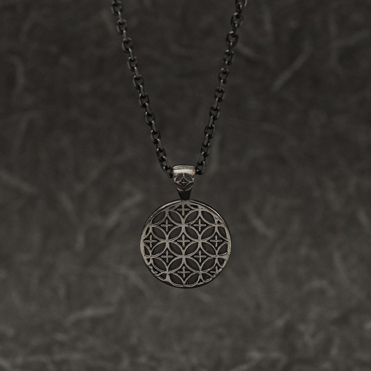 Silver Edokiriko Pattern Necklace (64-3767)