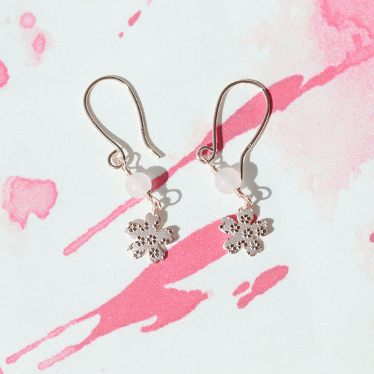 Boucles d'oreilles Sakura en or rose 10 carats et quartz rose (43-1019)